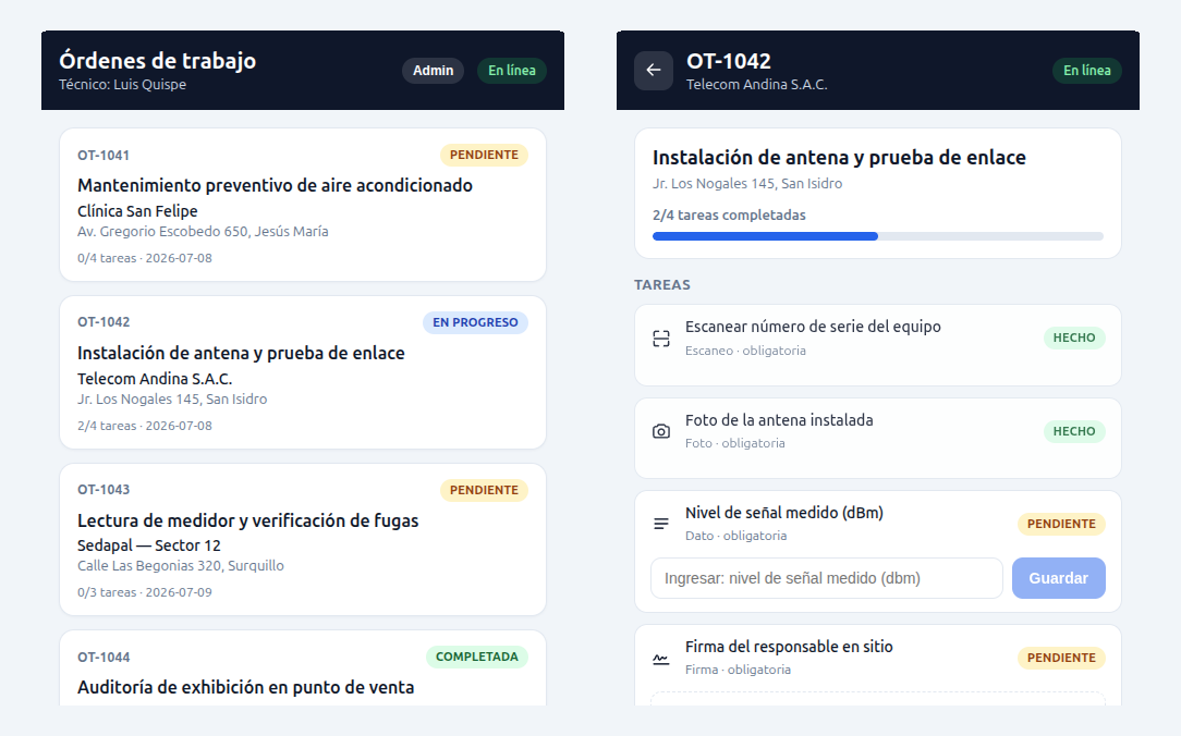 Captura de App Móvil para Ops de Campo
